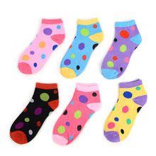 Load image into Gallery viewer, Women&#39;s Socks - Polka Dot Low Cut - Assorted 6 Pack

