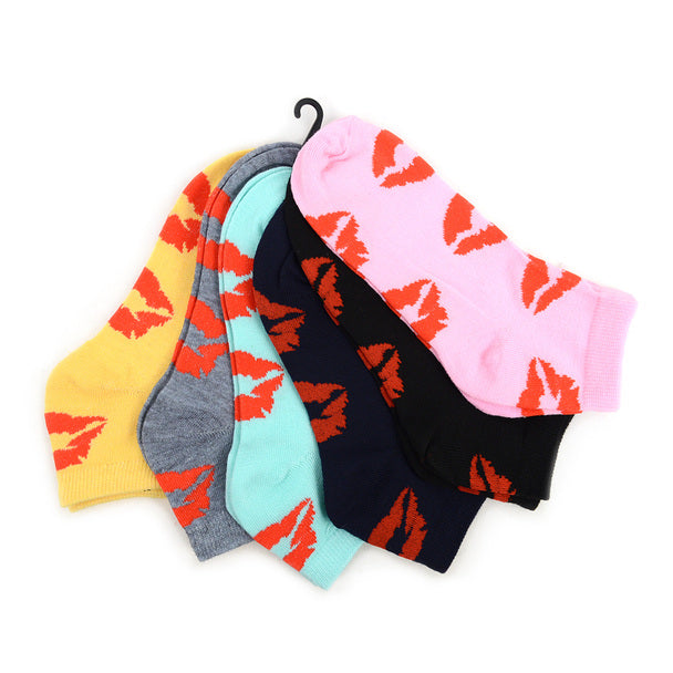 Women's Sock - Kisses Pattern Low Cut - Assorted 6 Pack