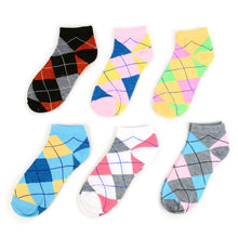 Load image into Gallery viewer, Women&#39;s Socks - Argyle Low Cut Socks - Assorted 6 Pack
