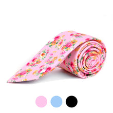 Load image into Gallery viewer, 2.25&#39; Cotton Slim Tie - NVC-FLORAL1
