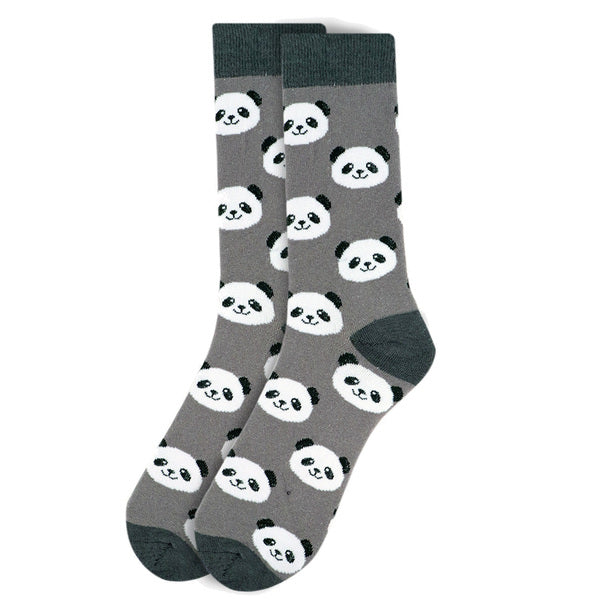 Parquet Men’s Panda Pattern Crew Socks – Gray