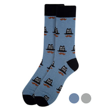 Load image into Gallery viewer, Parquet Men’s “Best Dad” Hat &amp; Mustache Novelty Crew Socks – Blue or Gray
