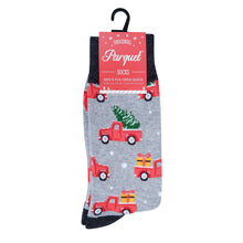Load image into Gallery viewer, Men&#39;s Socks - Holiday Truck Novelty Socks
