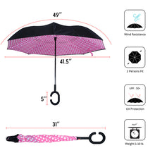 Load image into Gallery viewer, Umbrella - Pink Polka Dot Double Layer Inverted
