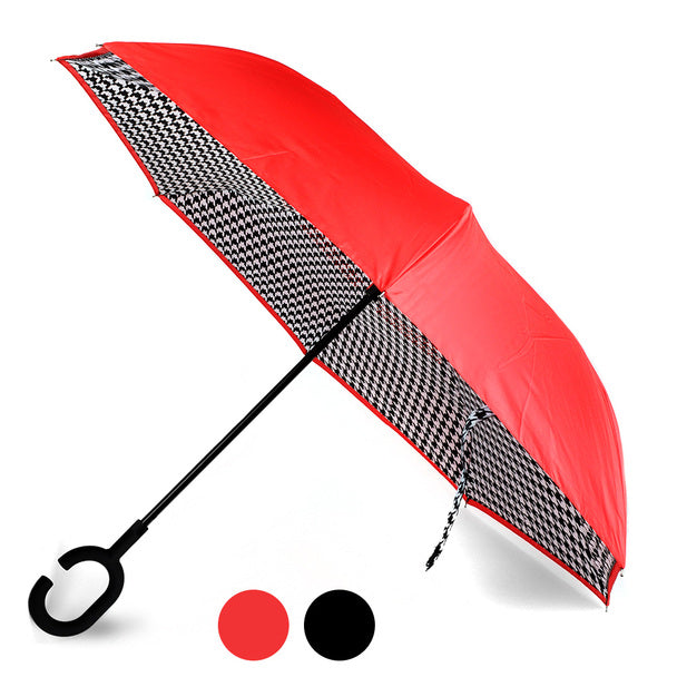 Umbrella - Double Layer Houndstooth Inverted