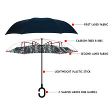 Load image into Gallery viewer, Parquet Snake Print Inverted Umbrella – Double Layer, UV Protection, C-Handle
