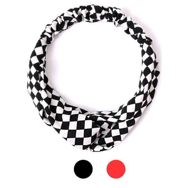 Headband - Ladies Criss-Cross Checker Elastic