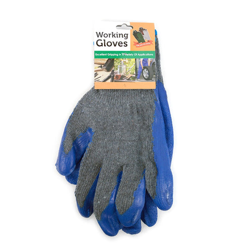 12 Pack Working Gloves with Rubber Palm Coated - Blue- WGL1713