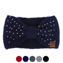 Load image into Gallery viewer, Women&#39;s Winter Headband - Rhinestone Knotted Knit Winter Headband Ear Warmer
