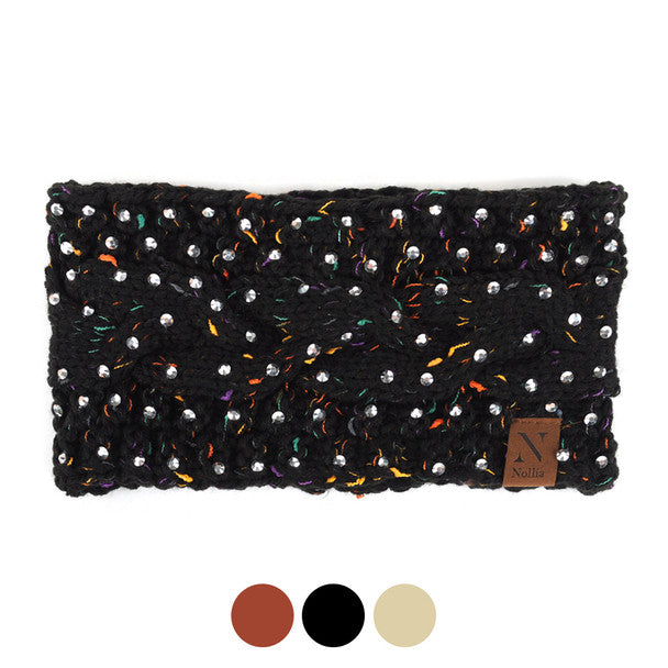 Women's Winter Headband - Rhinestone Knit Winter Headband Ear Warmer