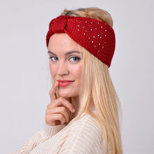 Load image into Gallery viewer, Women&#39;s Winter Headband - Rhinestone Knotted Knit Winter Headband Ear Warmer
