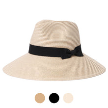 Load image into Gallery viewer, Women&#39;s Hats - Wide Brim Ribbon Straw Hat
