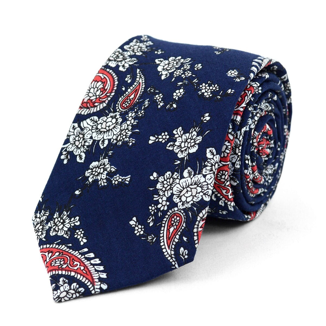 Paisley Navy & Red 2.5