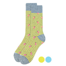 Load image into Gallery viewer,  Men&#39;s Striped Flamingo Premium Collection Novelty Socks - NVPS2000

