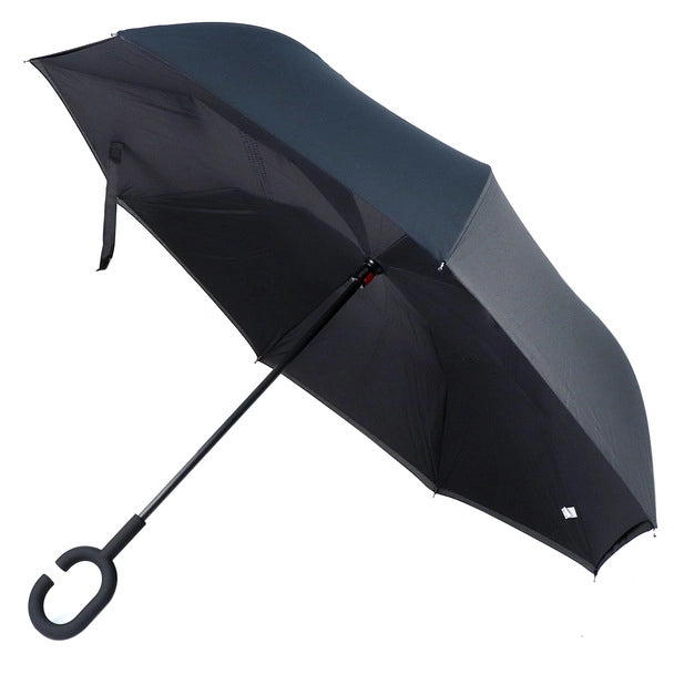 Parquet Solid Color Inverted Umbrella – Double Layer, UV Protection, C-Handle